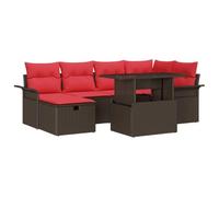 vidaXL Ensemble de canapé de Jardin 7 pcs Marron Poly rotin, Mobilier de Jardin et terrasse, canapés Confortables, Table Adjust, matériaux résistants UV