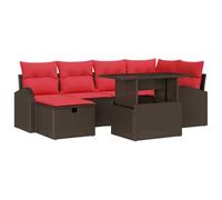 vidaXL Ensemble de canapé de Jardin 7 pcs Marron Poly rotin, Sofa Moderne léger pour Jardin et terrasse, Meubles résistants aux UV, Rangement Inclus, Confort extérieur
