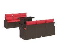 vidaXL Ensemble de canapé de Jardin 7 pcs Marron Poly rotin, Transat de Jardin, canapés Modernes, Meuble extérieur, Salon de terrasse, Coins pour se détendre, mobilier résistant