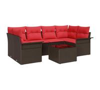 vidaXL Ensemble de canapé de Jardin 7 pcs Marron polyrotin, Ensemble de Jardin Moderne, mobilier en rotin rectangulaire, canapé modulable avec rangements, Parfait pour l'extérieur