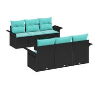 vidaXL Ensemble de canapé de Jardin 7 pcs Noir et Turquoise, Sofa Moderne Modular pour Jardin et terrasse, léger, résistant aux UV, Un Confort Parfait pour Vos Moments en Plein air