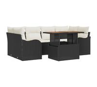 vidaXL Ensemble de canapé de jardin avec mémoire 7 pcs noir poly rotin
