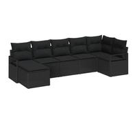 vidaXL Ensemble canapé de jardin 7 pcs noir poly rotin