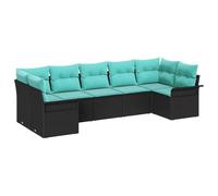 vidaXL Ensemble de canapé de Jardin 7 pcs Noir Poly rotin, Ensemble de canapés de Jardin et terrasse, Salon Moderne, sièges modulables et durables, résistants aux UV