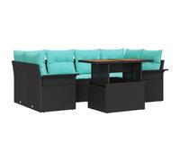 vidaXL Ensemble de canapé de Jardin 7 pcs Noir Poly rotin, Jardin et terrasse, Rangement modulable Moderne, matériaux résistants UV, canapé d'extérieur pour se détendre et Profiter