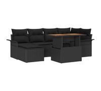 vidaXL Ensemble de canapé de jardin avec mémoire 7 pcs noir poly rotin
