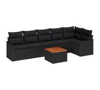 vidaXL Ensemble de canapé de Jardin 7 pcs Noir Poly rotin, Mobilier d'extérieur, canapé de Jardin, Salon, Ensemble modulaire, terrasse, détente à l'air Libre