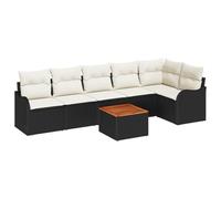 vidaXL Ensemble de canapé de Jardin 7 pcs Noir Poly rotin, Mobilier d'extérieur, canapé de Jardin, Salon, Ensemble modulaire, terrasse, détente à l'air Libre