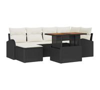 Ensemble de canapé de jardin 7 pièces avec coussins noirs en rotin synthétique 3358343 Gris