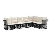 vidaXL Ensemble de canapé de Jardin 7 pcs Noir polyrotin, Canapé de Jardin Moderne, Ensemble résistant aux intempéries, mobilier modulaire pour se détendre et se Reposer