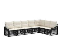 vidaXL Ensemble de canapé de Jardin 7 pcs Noir polyrotin, Canapé de Jardin modulable, résistant aux intempéries, avec Pieds Ajustables, idéal pour Un Patio Confortable