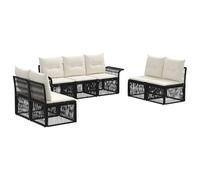 vidaXL Ensemble de canapé de Jardin 7 pcs Noir polyrotin, Sofa de Jardin modulable, résistant aux intempéries, mobilier Poly rotin, espaces de détente Confortables