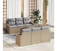 Vidaxl Ensemble De Canapé De Jardin 7 Pièces Avec Coussins Beige Poly Rattan Beige
