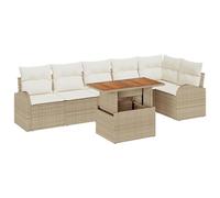 vidaXL Ensemble de canapé de Jardin 7 pièces avec Coussins Beige Poly rotin