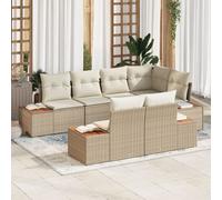 Vidaxl Ensemble De Canapé De Jardin 7 Pièces Avec Coussins Beige Rattan Acacia Beige