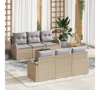 Vidaxl Ensemble De Canapé De Jardin 7 Pièces Avec Coussins Beige Rotin Synthétique Beige