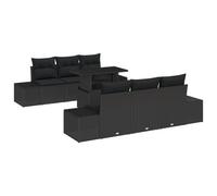 Vidaxl Ensemble De Canapé De Jardin 7 Pièces Avec Coussins En Poly Rattan Noir Noir