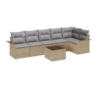vidaXL Ensemble de canapé de Jardin 7 pièces avec Coussins en Poly rotin Noir
