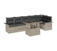 Vidaxl Ensemble De Canapé De Jardin 7 Pièces Avec Coussins En Rotin Poly Gris Clair Gris