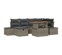 Vidaxl Ensemble De Canapé De Jardin 7 Pièces Avec Coussins Gris En Poly Rattan Gris