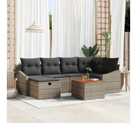 Vidaxl Ensemble De Canapé De Jardin 7 Pièces Avec Coussins Gris En Rattan Poly Gris