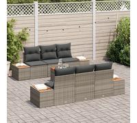 Vidaxl Ensemble De Canapé De Jardin 7 Pièces Avec Coussins Gris Poly Rattan Acacia Gris