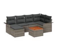 Vidaxl Ensemble De Canapé De Jardin 7 Pièces Avec Coussins Gris Poly Rattan Acacia Gris