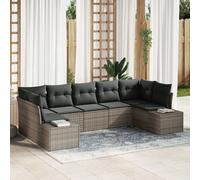 Vidaxl Ensemble De Canapé De Jardin 7 Pièces Avec Coussins Gris Poly Rotin Gris