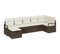 vidaXL Ensemble de canapés de jardin 7 pcs brun et crème 287 x 122 x 85 cm