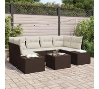Vidaxl Ensemble De Canapé De Jardin 7 Pièces Avec Coussins Marron En Rotin Marron