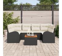Vidaxl Ensemble De Canapé De Jardin 7 Pièces Avec Coussins Noir En Poly Rattan Acacia, Vidaxl Canapé De Jardin 2 Places Avec Rangement&coussins Noir En Poly Rattan