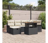 Vidaxl Ensemble De Canapé De Jardin 7 Pièces Avec Coussins Noir Poly Rattan Noir