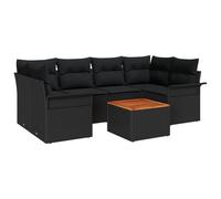Vidaxl Ensemble De Canapé De Jardin 7 Pièces Avec Coussins Noir Poly Rattan Noir