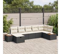 Vidaxl Ensemble De Canapé De Jardin 7 Pièces Avec Coussins Noir Poly Rattan Noir