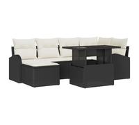 Vidaxl Ensemble De Canapé De Jardin 7 Pièces Avec Coussins Noir Poly Rattan Noir