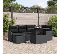 Vidaxl Ensemble De Canapé De Jardin 7 Pièces Avec Coussins Noir Poly Rattan, Vidaxl Canapé De Jardin 2 Places Avec Coussins Noir Poly Rattan