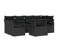 vidaXL Ensemble de Canapé de Jardin 7 Pièces avec Coussins Rattan Poly Noir
