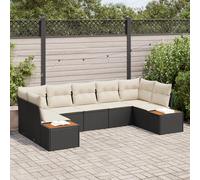 Vidaxl Ensemble De Canapé De Jardin 7 Pièces Avec Coussins Rattan Poly Noir Acacia Noir