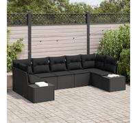 Vidaxl Ensemble De Canapé De Jardin 7 Pièces Avec Coussins Rotin Poly Noir Noir