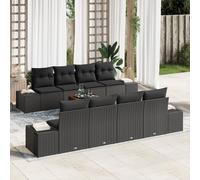 vidaXL Ensemble de Canapé de Jardin 7 Pièces avec Oreillers Noir Poly Rattan