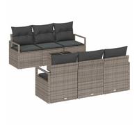 vidaXL Canapé de Jardin 7 pièces avec Coussins Gris en rotin, Canapé de Jardin 2 Places avec Rangement et Coussins Gris