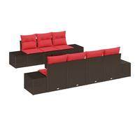 vidaXL Ensemble de canapé de Jardin 8 pc Beige et Rouge polyrotin | Mélange et associe les sièges pour coller à ton espace , Change la hauteur pour être stable sur n'importe quelle surface ,