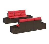 vidaXL Ensemble de canapé de Jardin 8 pc Beige et Rouge polyrotin | Tu peux mixer et assortir les pièces du canapé pour qu'elles collent à ton espace, Fait pour affronter tous les types de
