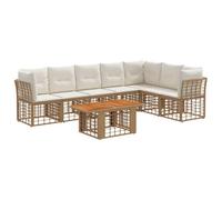 vidaXL Ensemble de canapé de Jardin 8 pc Blanc Naturel et Crème