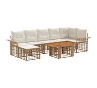 vidaXL Ensemble de canapé de Jardin 8 pc Blanc Naturel et Crème
