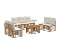 vidaXL Ensemble de canapé de Jardin 8 pc Blanc Naturel et Crème