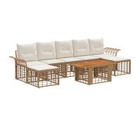 vidaXL Ensemble de canapé de Jardin 8 pc Blanc Naturel et Crème