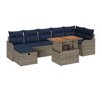 vidaXL Ensemble de canapé de Jardin 8 pc Gris polyrotin | Changez le canapé à votre guise pour l'adapter à votre espace, Coussins épais et doux en tissu durable pour un confort au