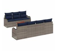 vidaXL Ensemble de canapé de Jardin 8 pc Gris polyrotin | look moderne et doux au toucher, coussins en mousse légère navy pour un super contraste, fait en poly rotin qui résiste aux