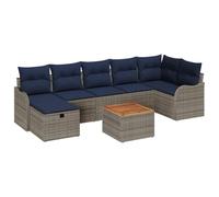 vidaXL Ensemble de canapé de Jardin 8 pc Gris polyrotin | plein d'options de sièges, hyper simple à nettoyer, tissu résistant qui dure dans le temps